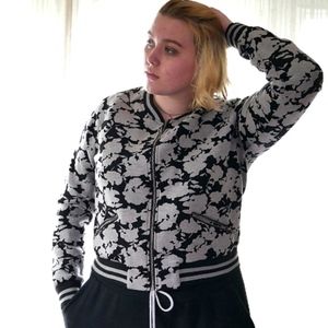 Floral Gray and Black Active Jacket